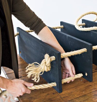 DIY nautical rope shelves