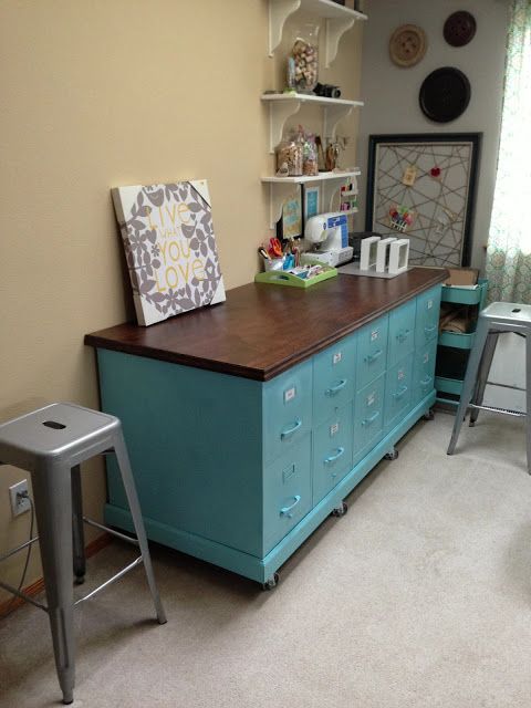 Little Gray Table: New Craft Counter Made From Filing Cabinets!