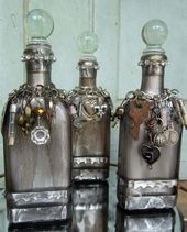 Altered Decorated Shabby Bottle Antique Glass Romantic | Altered jars | Pinteres...