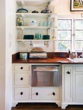 Open Shelving in White Cottage Kitchen