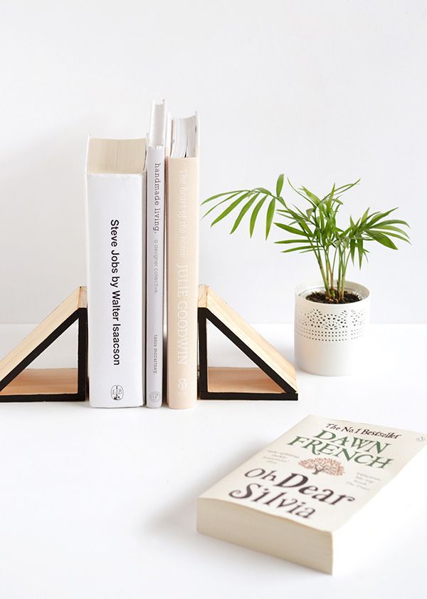 DIY wood triangle bookends
