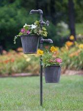 Faucet Garden Stake with Two Planters - *FREE SHIPPING*