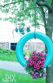 Make a DIY Painted Tire Planter from Old Tires