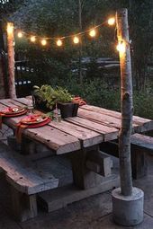 These DIY string light poles are extra sturdy and they look unlike any string li...