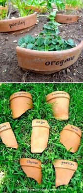 Use chards of broken pottery as markers.