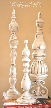 Pottery Barn Finial Tutorial--made by putting candlesticks together with finials...