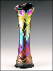 Amethyst Carnival Vase with Electric Coloring on this Dugan Lattice Points Vase ...