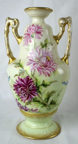 Antique Jean Pouyat Limoges France JPL Victorian Porcelain Vase Urn Dragonfly