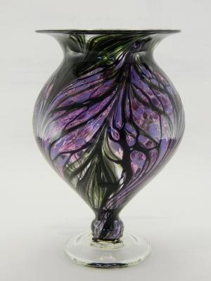 Hand Blown Glass Art Vase, Lavender and Purple