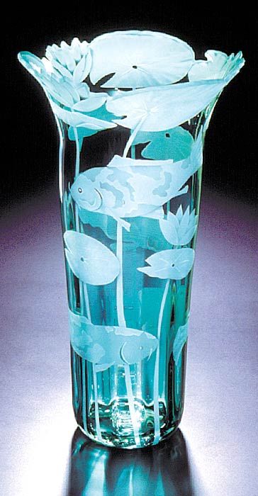 Koi Fish and Lilies art glass by Cynthia Myers