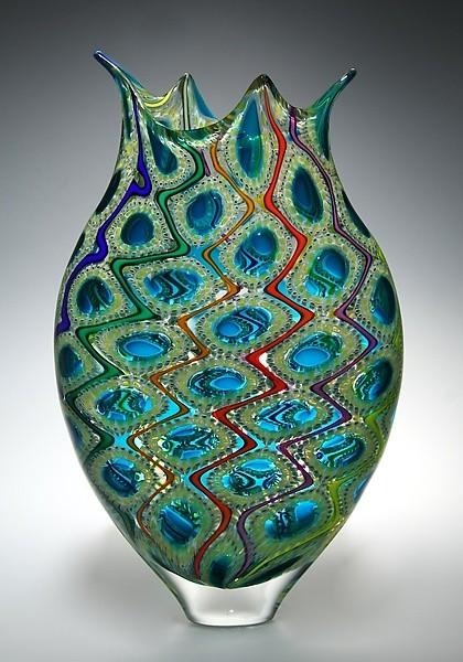 aqua jewel murano glass vase
