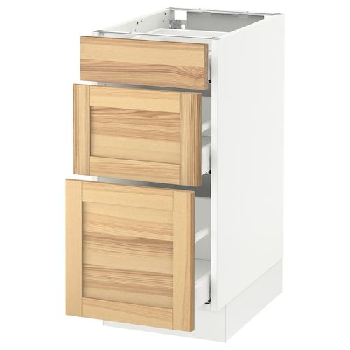 IKEA - SEKTION Base cabinet with pull-out storage, white/Torhamn ash